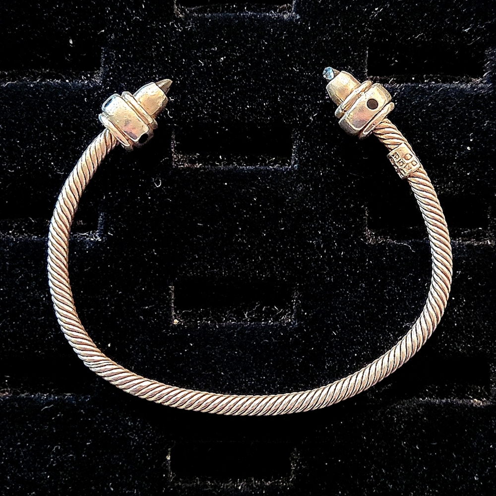 TaxcoMexicoBlackOnyxTwistedSterlingSilver5mmCableCuffBracelet,Stamped TL-50 925